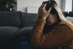 Close up of woman with depression